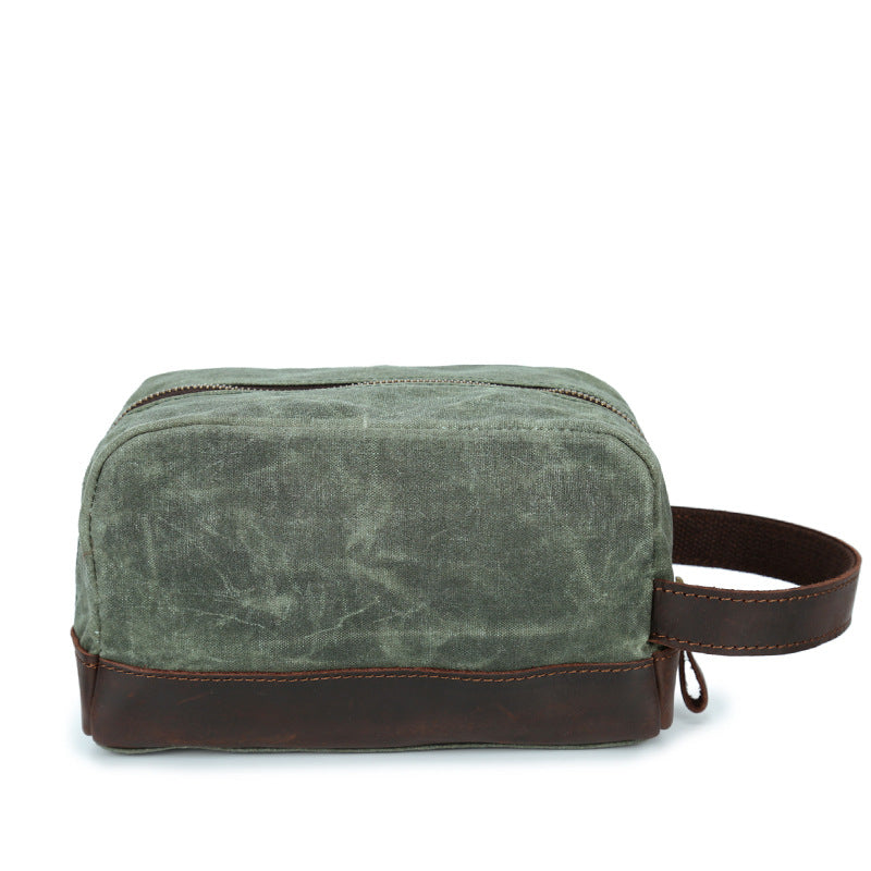Groomsmen Gift Waxed Canvas Leather Toiletry Bag Waterproof Dopp Kit Cosmetic Bag