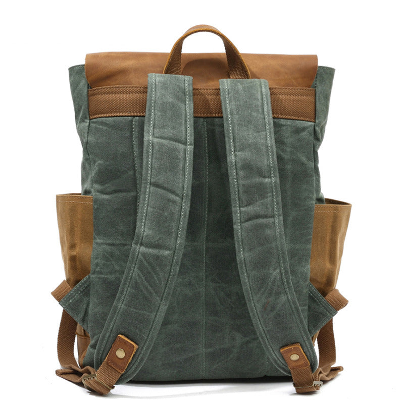 Canvas Leather Backpack, Laptop Backpack, Vintage Waterproof Shoulder Bag