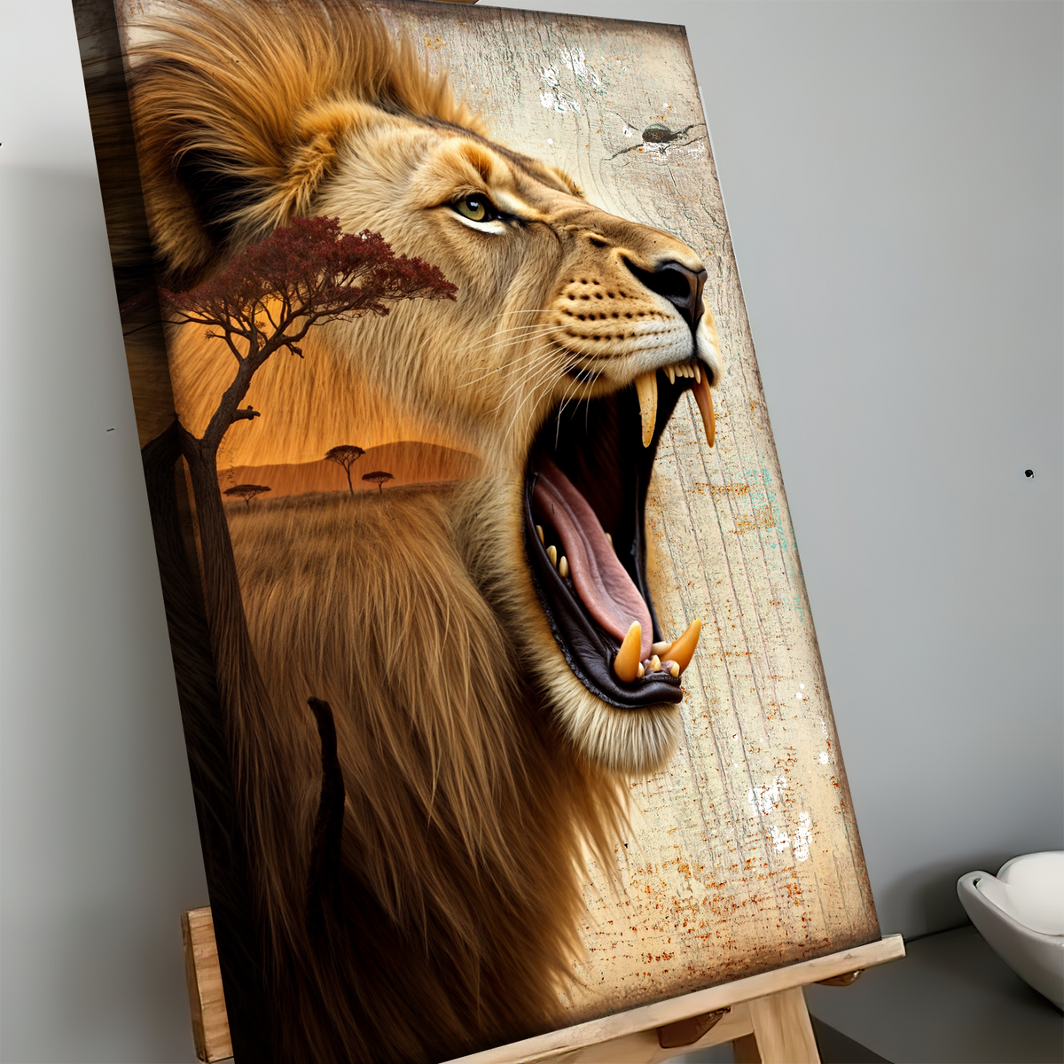 Lion Double Exposure Wall Art
