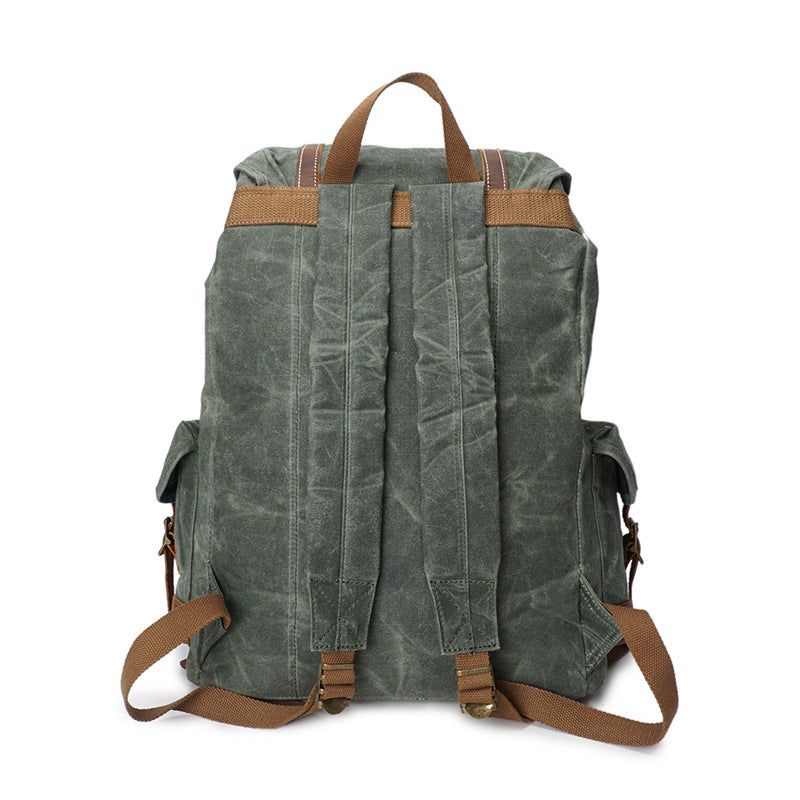Crazy Horse Canvas Leather Backpack, Travlling Laptop Backpack, Vintage Waterproof Shoulder Outing Bag