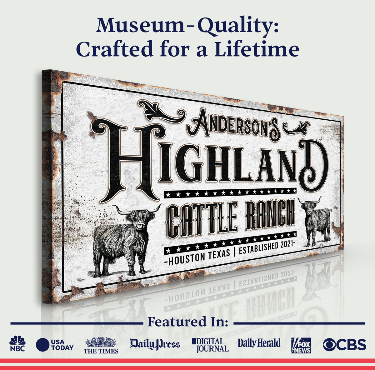 Personalized Highland Cattle Ranch Sign II