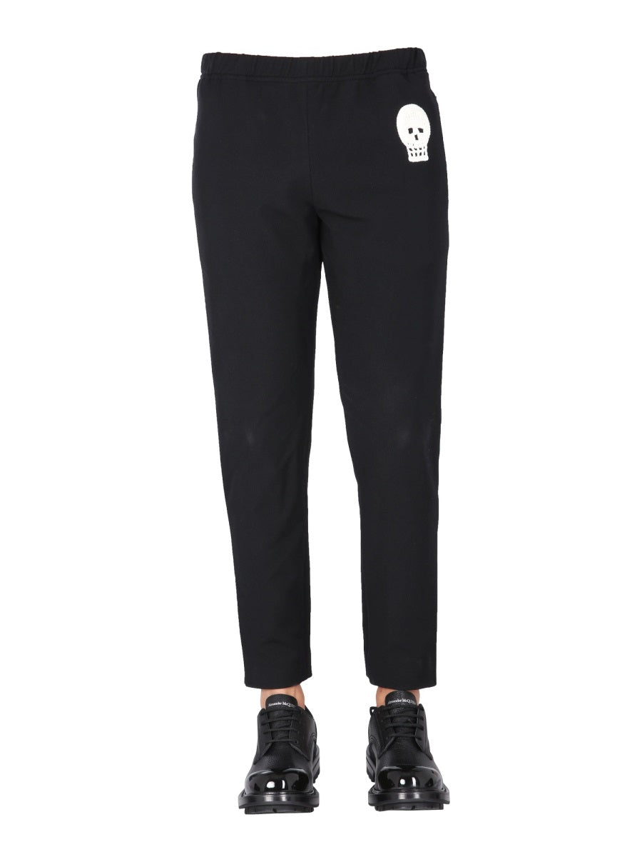 Alexander Mcqueen Men Jogging Pants With Embroidered Skull