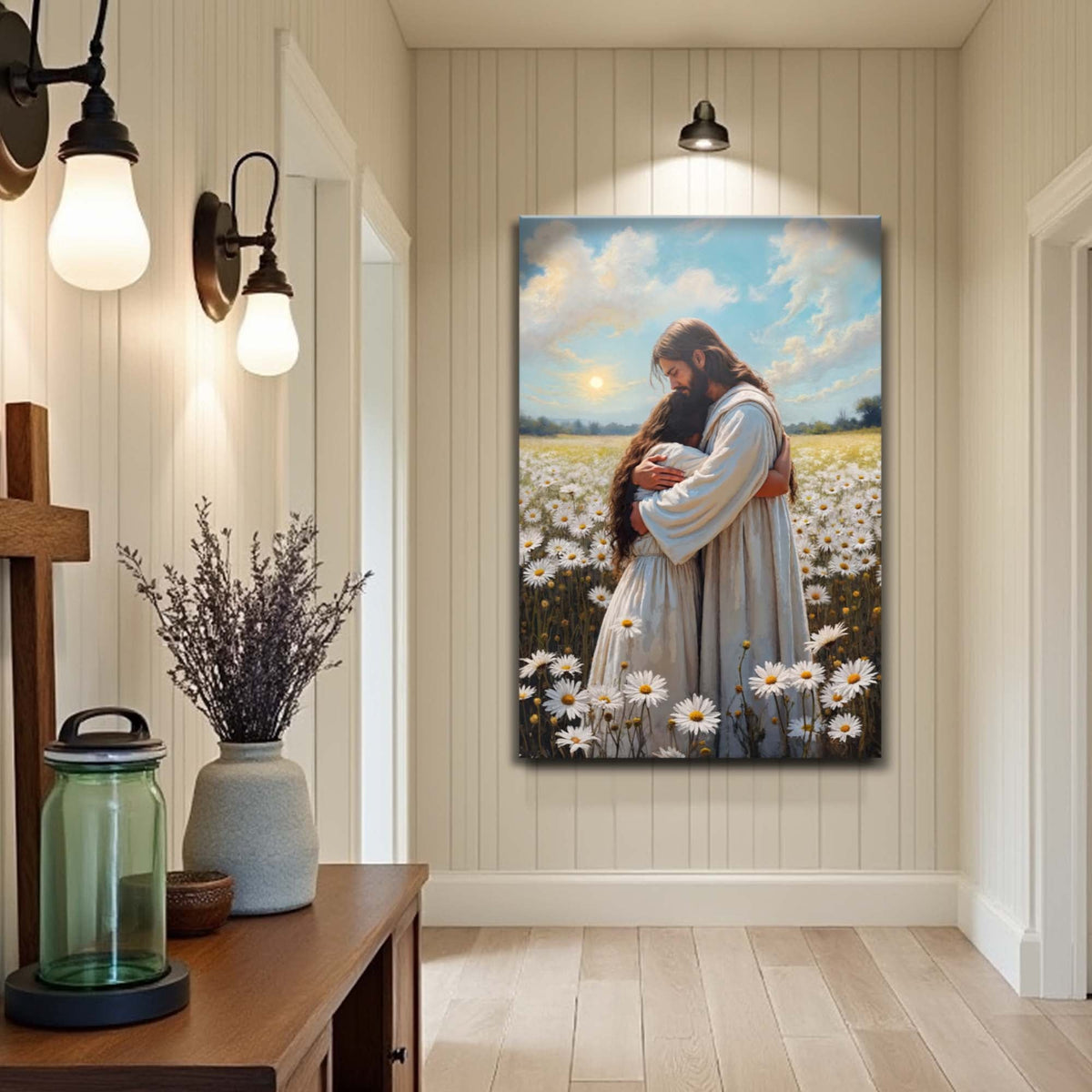 Jesus Hugging Woman Faith Wall Art