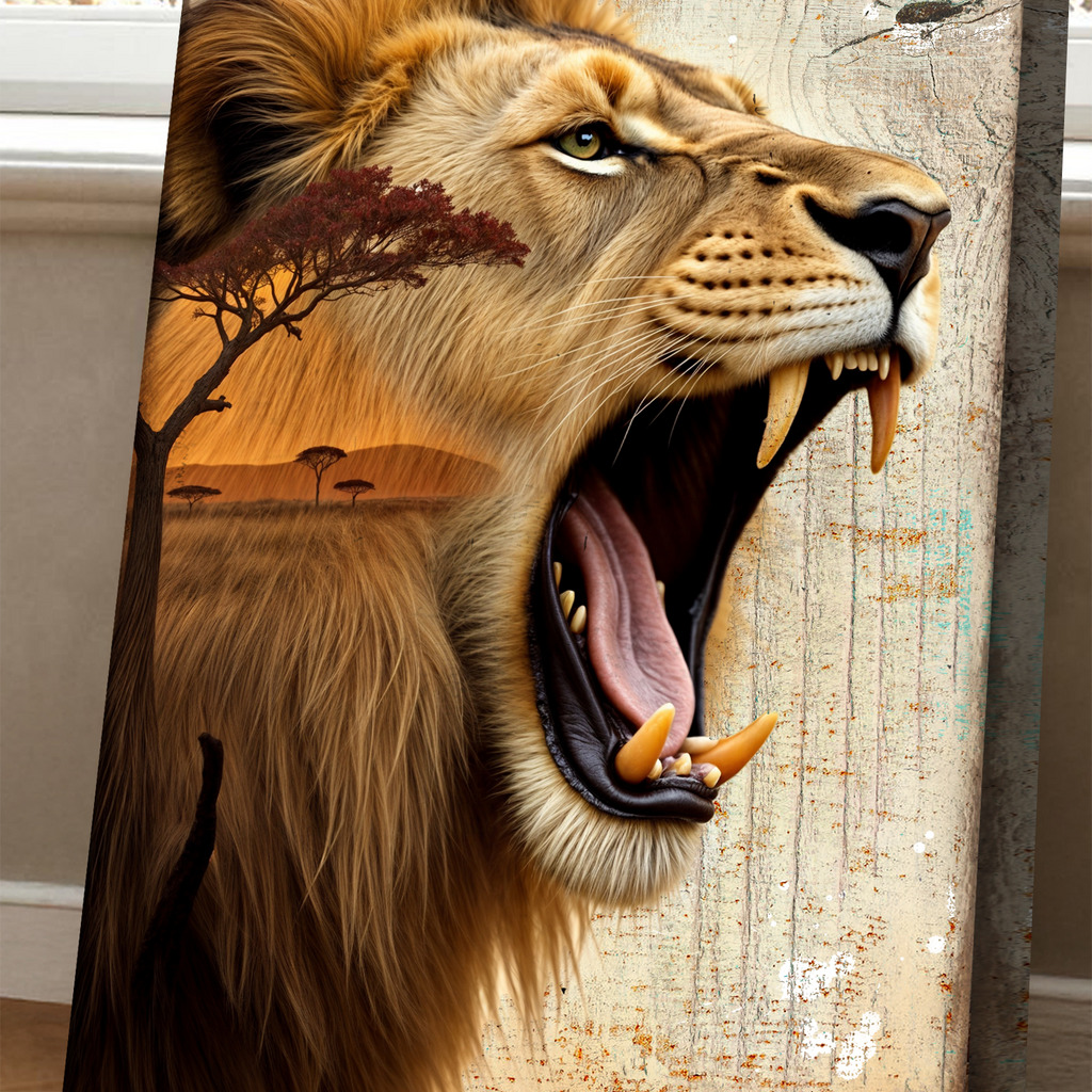 Lion Double Exposure Wall Art