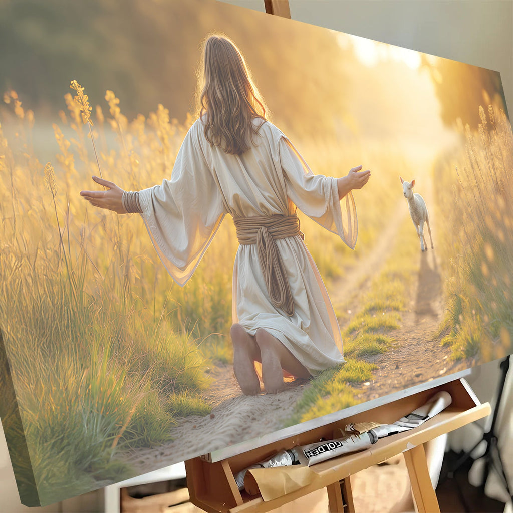 Jesus Protects The Lamb From Wolves Faith Wall Art IX