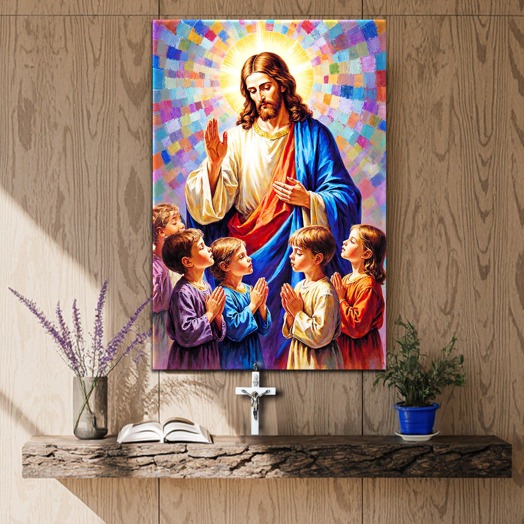 Jesus Praying With Kids Faith Wall Art