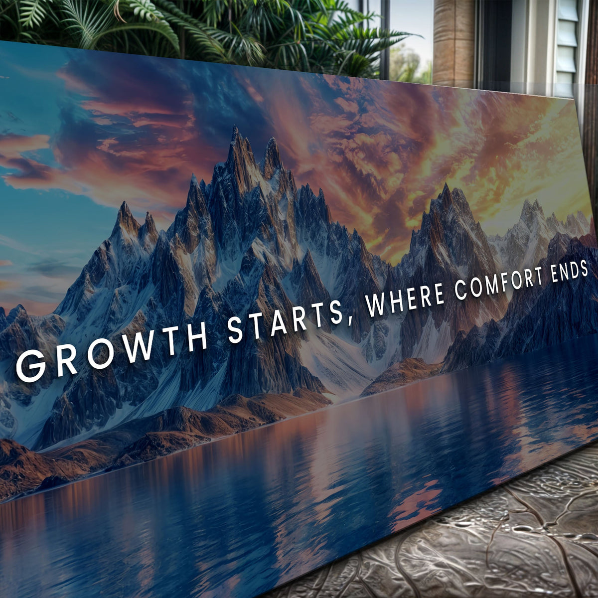 Growth Starts Where Comfort Ends Motivational Wall Sign