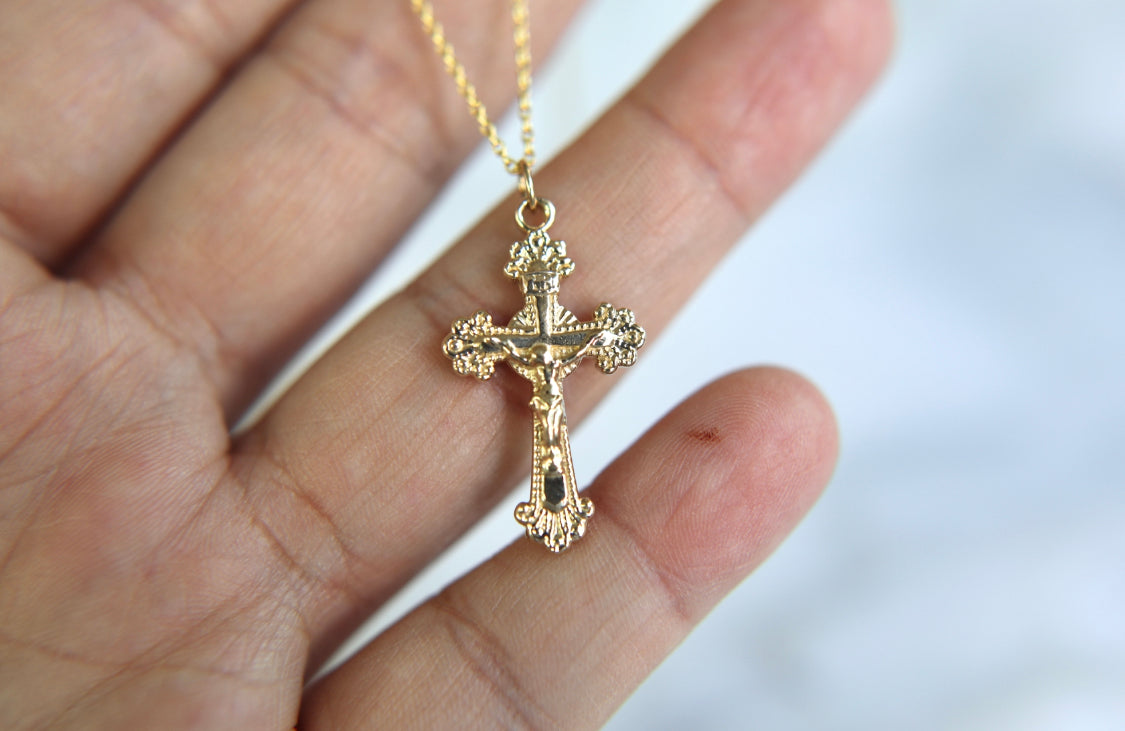 14k Gold Crucifix Necklace