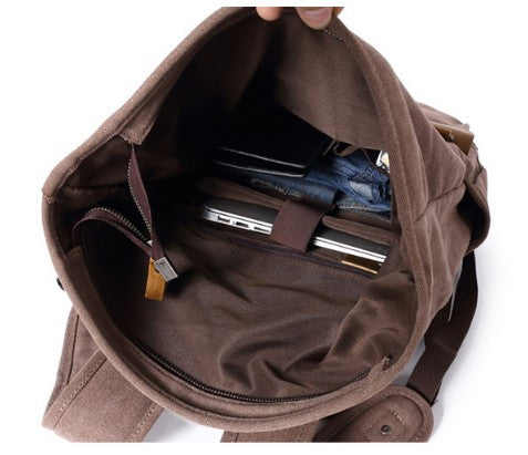 Canvas Leather Backpack, Laptop Backpack, Vintage Rucksack, Waterproof Travel Backpack