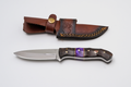 Hand-Forged Satin Finish Hunter | Purple Pearl Resin & Textured Wood Hybrid Handle with Mosaic Pin - TK-449