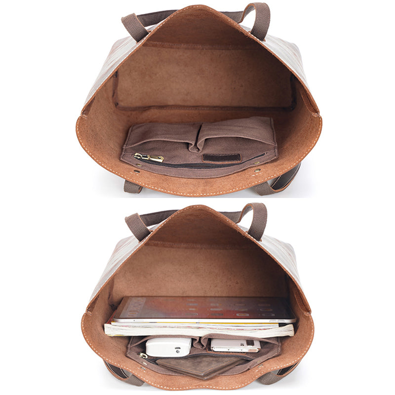 Full Grain Crazy Horse Leather Shoulder Bag Vintage Style Handbag Large Capacity Women Everyday Tote