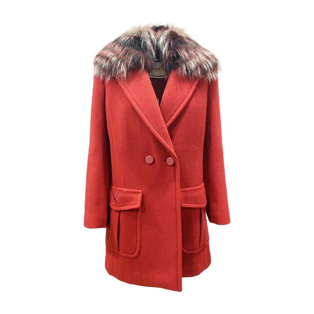 Fendi Fur Collar Wool Coat Women