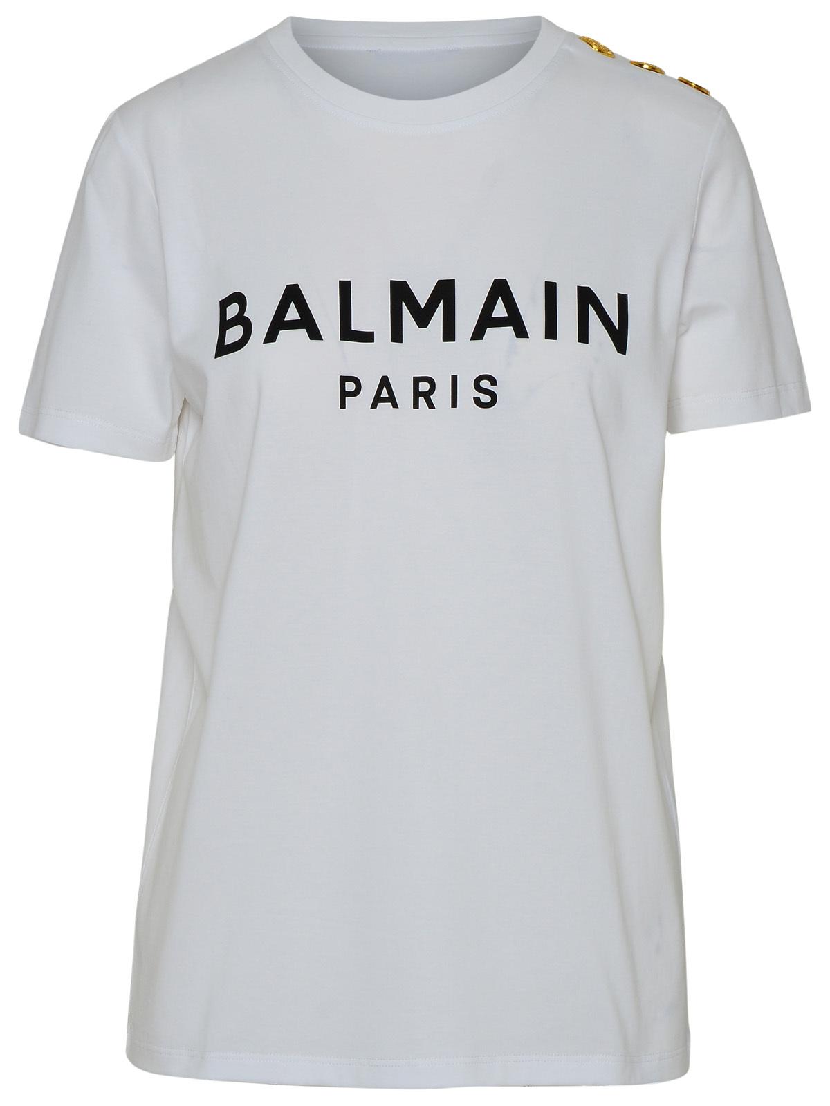 Balmain White Cotton T-Shirt Women