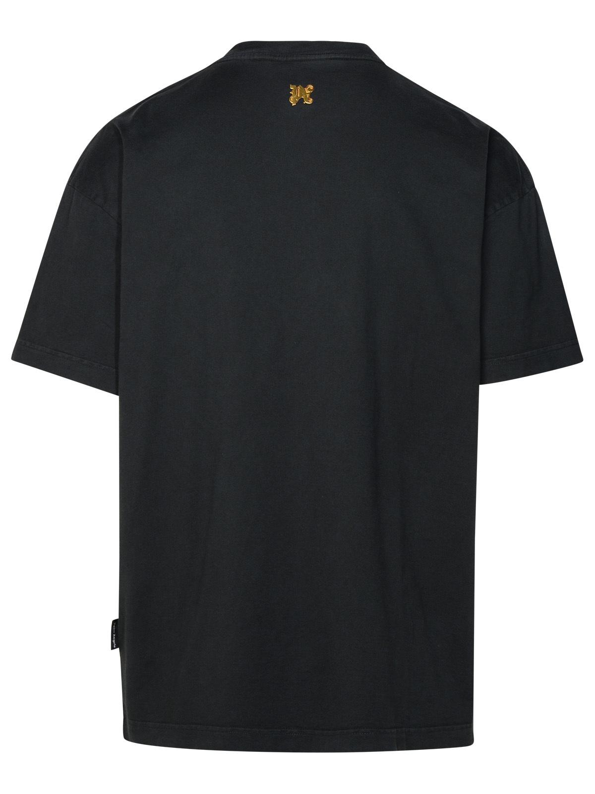 Palm Angels 'Burning Monogram' Black Cotton T-Shirt Men
