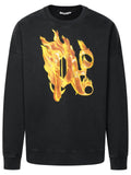 Palm Angels 'Burning' Black Cotton Sweatshirt Men