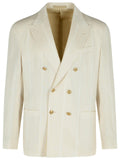 Eleventy Cream Cotton Blend Blazer Men