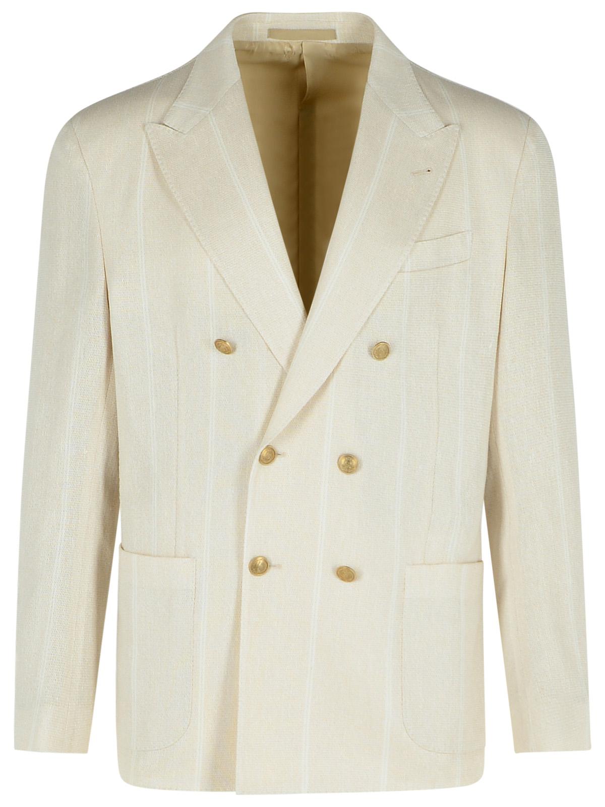 Eleventy Cream Cotton Blend Blazer Men