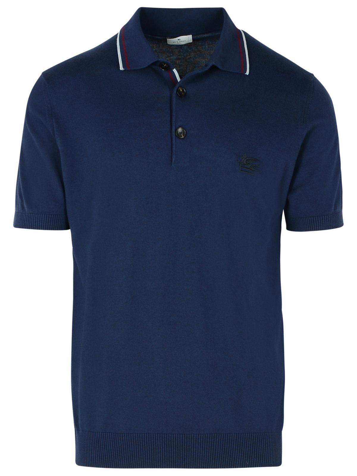 Etro Navy Cotton Polo Shirt Men