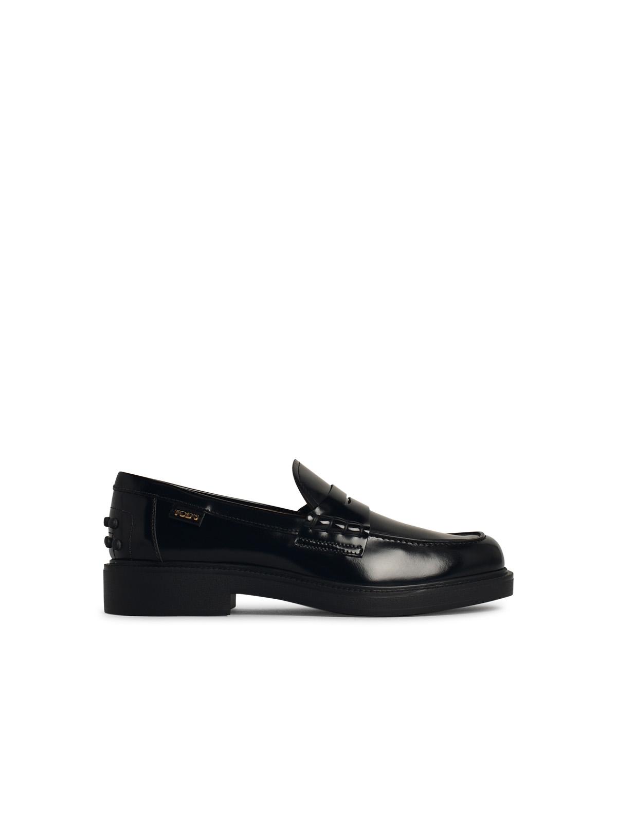 Tod's Black Leather Loafers Women