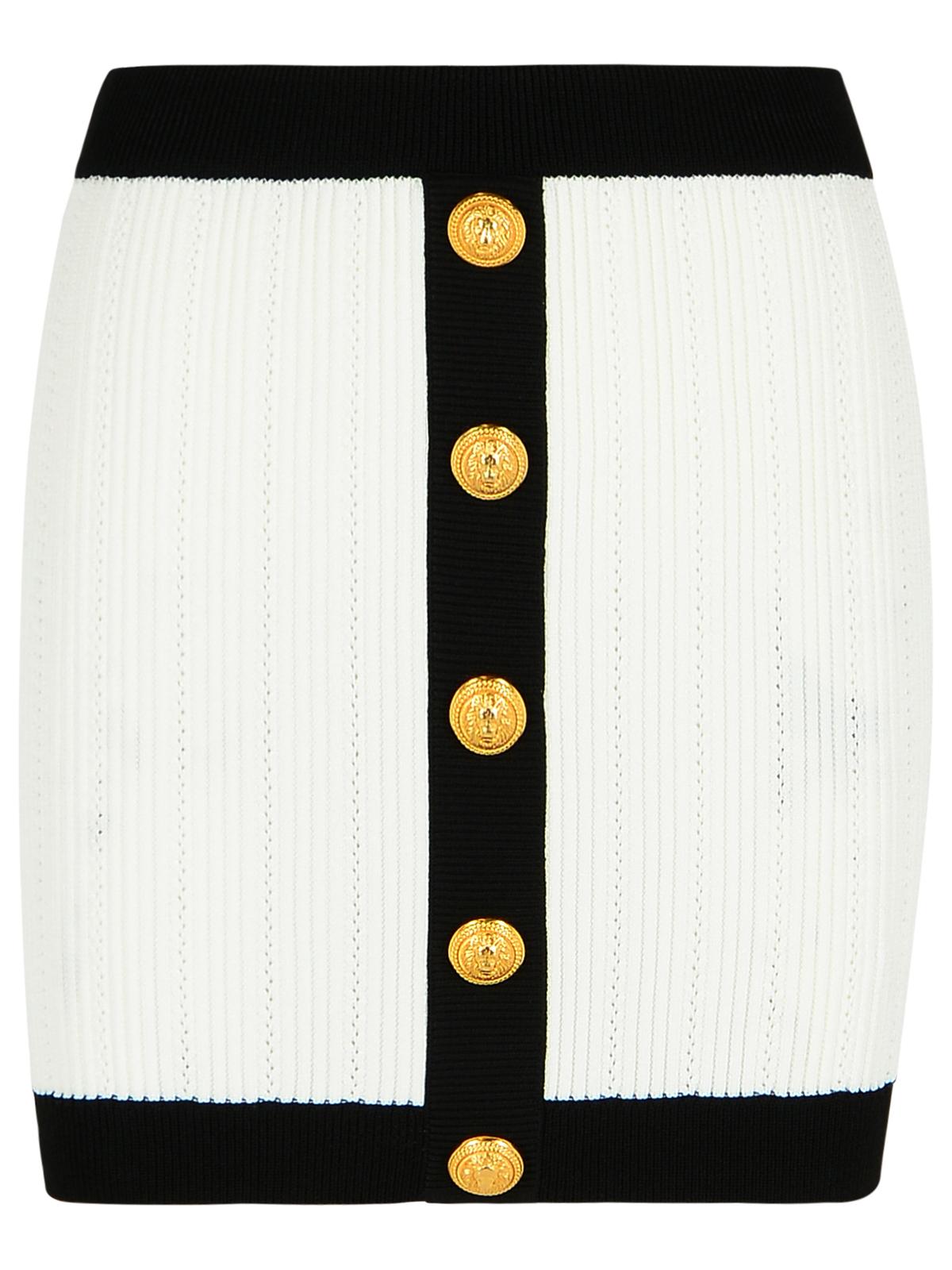 Balmain Mini Skirt In White Viscose Blend Women