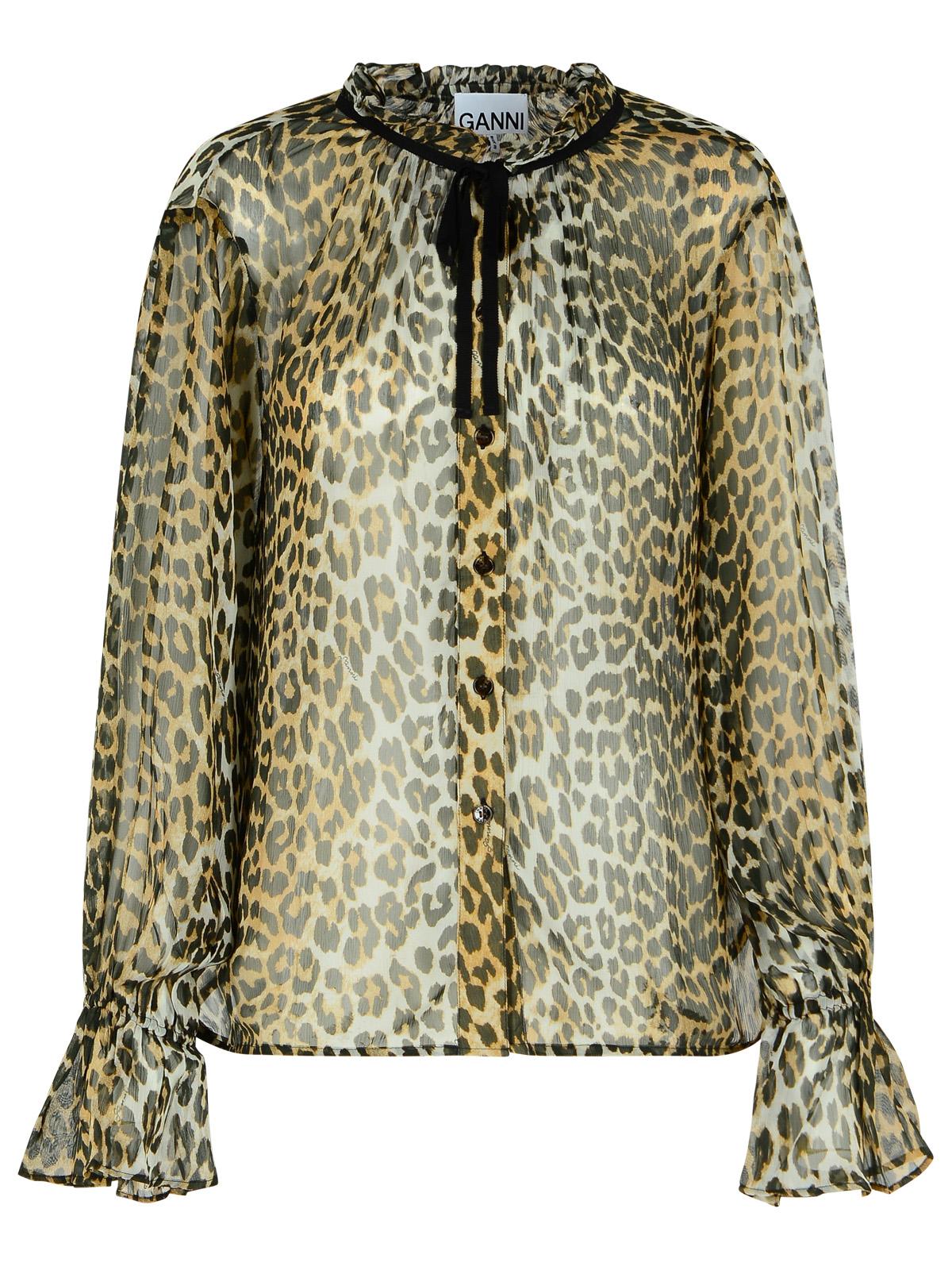 Ganni Leopard Print Viscose Shirt Women