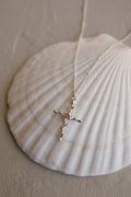 Rose Ever Blooming Cross Necklace | Sterling Silver
