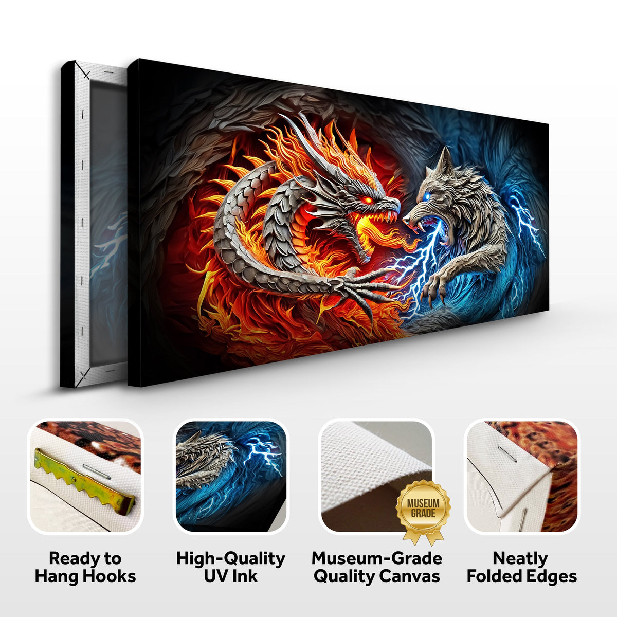 Dragon and Wolf Wall Art II