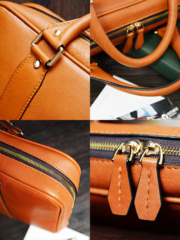 Handmade Tan Brown Leather Laptop Bag, Briefcase, Messenger Shoulder Bag D007