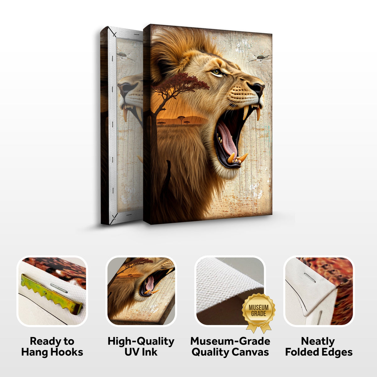 Lion Double Exposure Wall Art