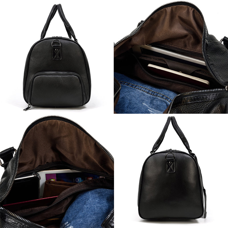 Full Grain Leather Travel Bag With Shoes Compartment, Cowhide Leather Duffle Bag, Overnight Bag