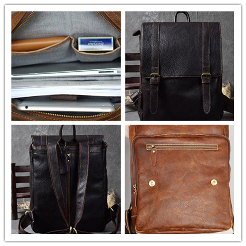 Full Grain Leather Men's Backpack, Distressed Leather Travel Backpack, Laptop Backpack