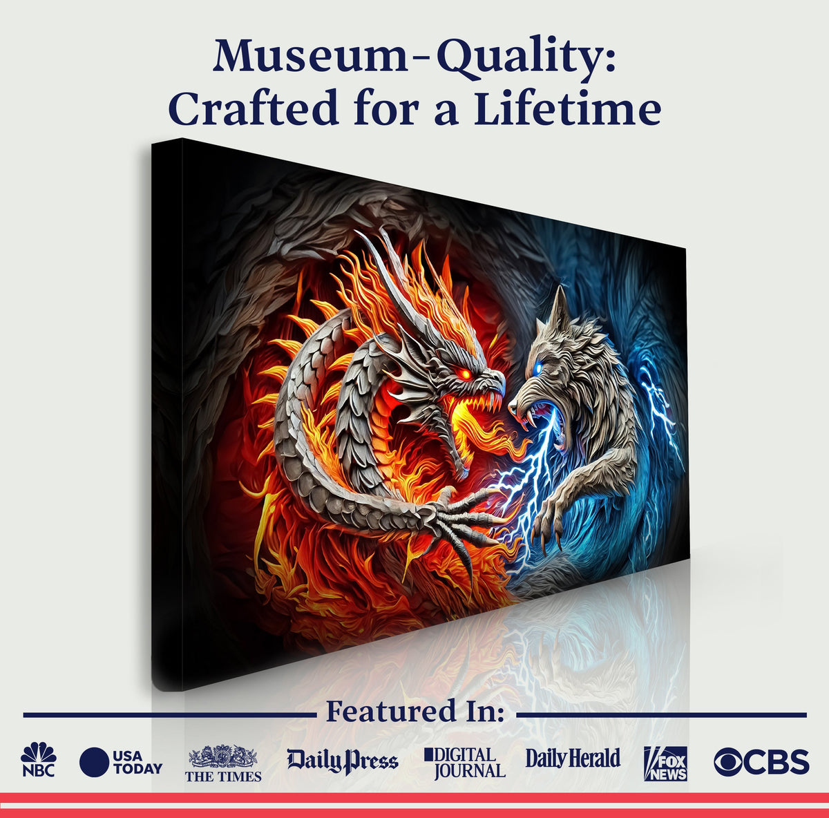 Dragon and Wolf Wall Art II