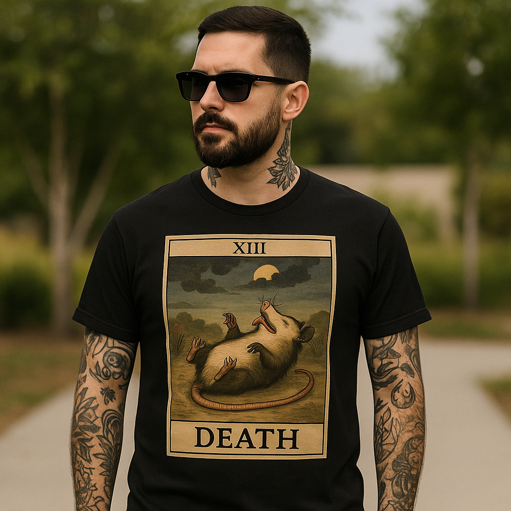 Possum Playing Death Tarot T-Shirt