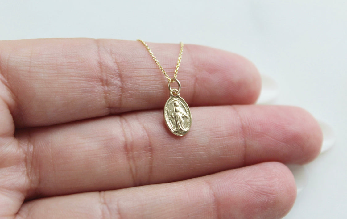 14k Gold Miraculous Medal Necklace