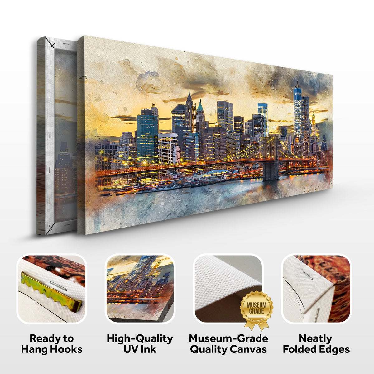 New York City Night View Canvas Wall Art