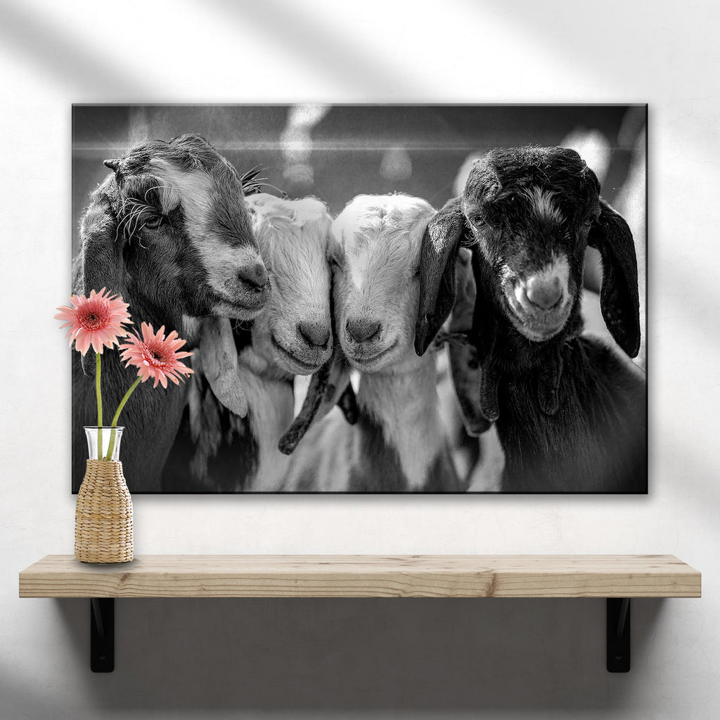 Black And White Baby Goats Canvas Wall Art