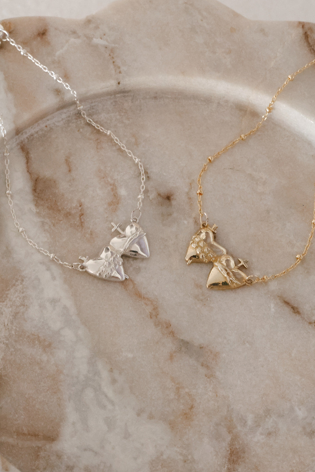 Sacred Heart and Immaculate Heart Bracelet in Sterling Silver