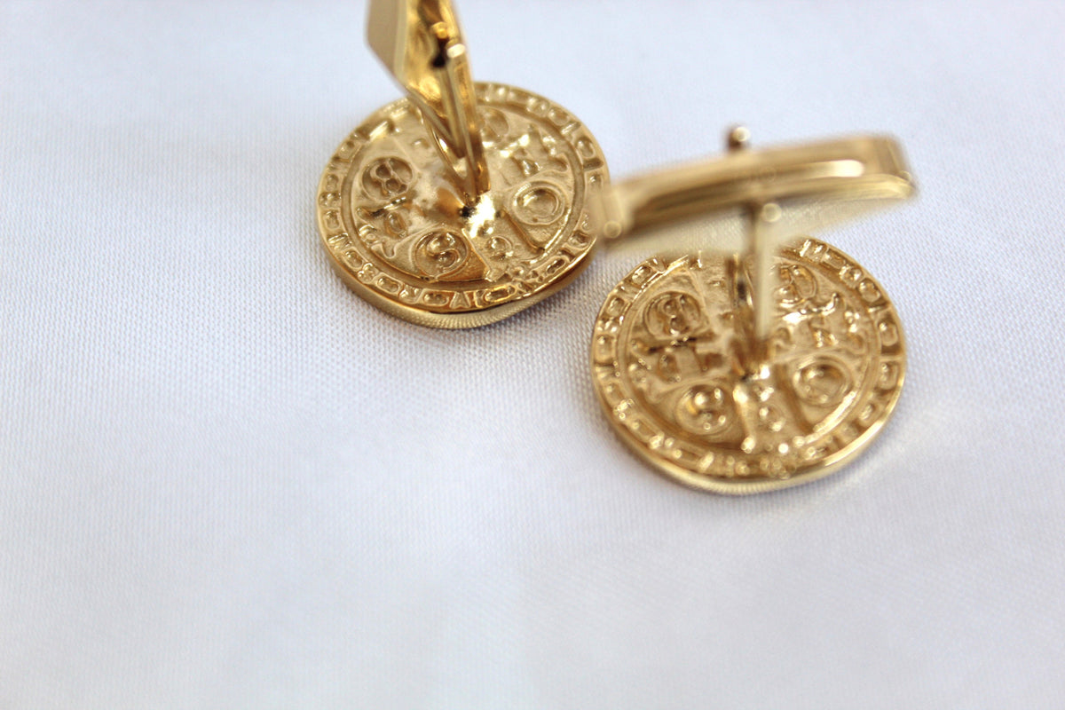 St. Benedict Cufflinks in Gold Vermeil