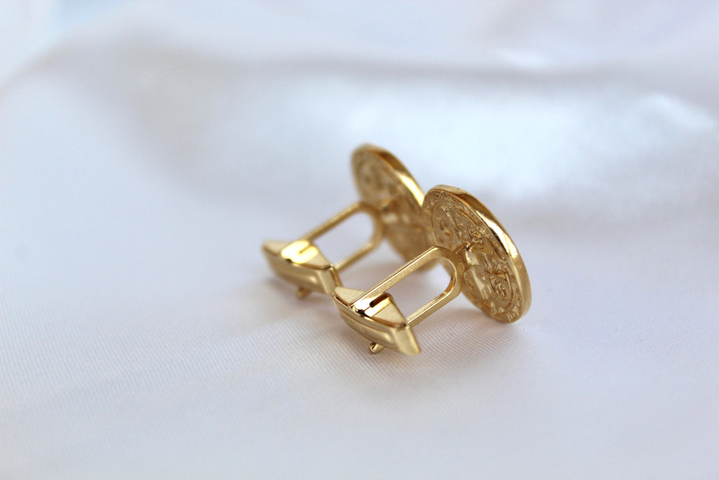 St. Benedict Cufflinks in Gold Vermeil