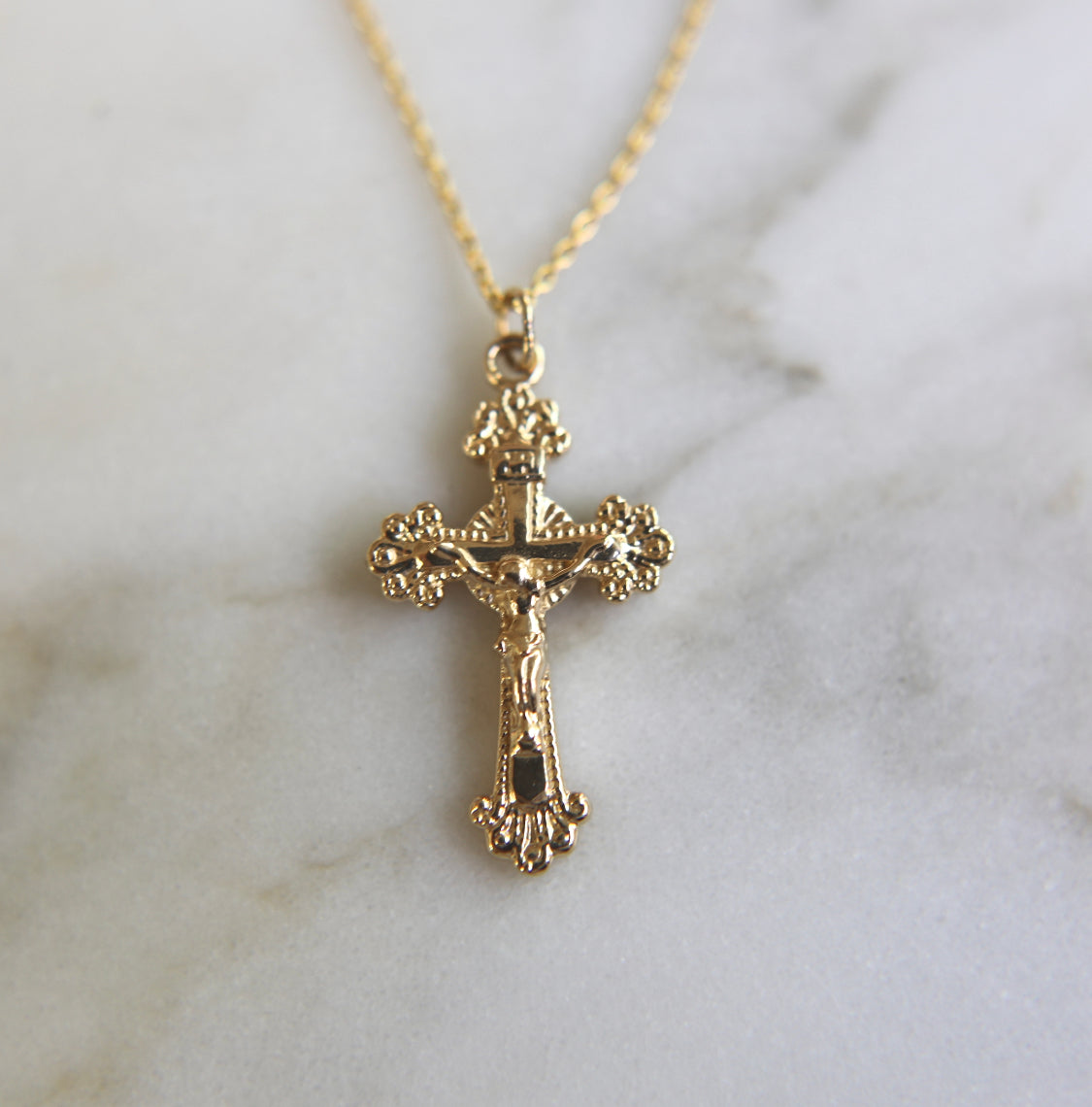 14k Gold Crucifix Necklace