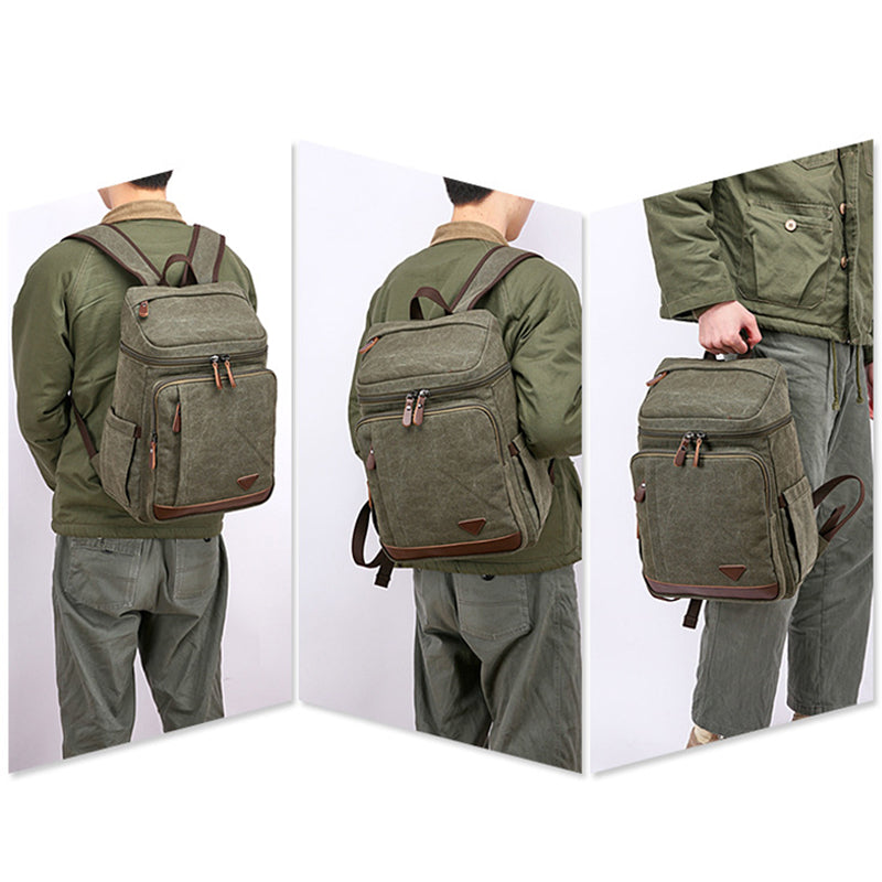 Canvas Backpack Casual Canvas Travel Backpack Men's School Backpack Handmade Hiking Backpacks