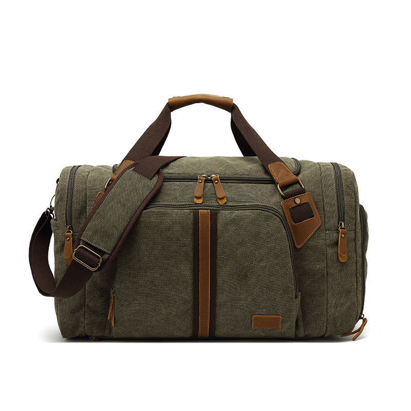 Canvas Travel Duffle Bag Full Grain Leather With Canvas Holdall Luggage Canvas Overnight Bag