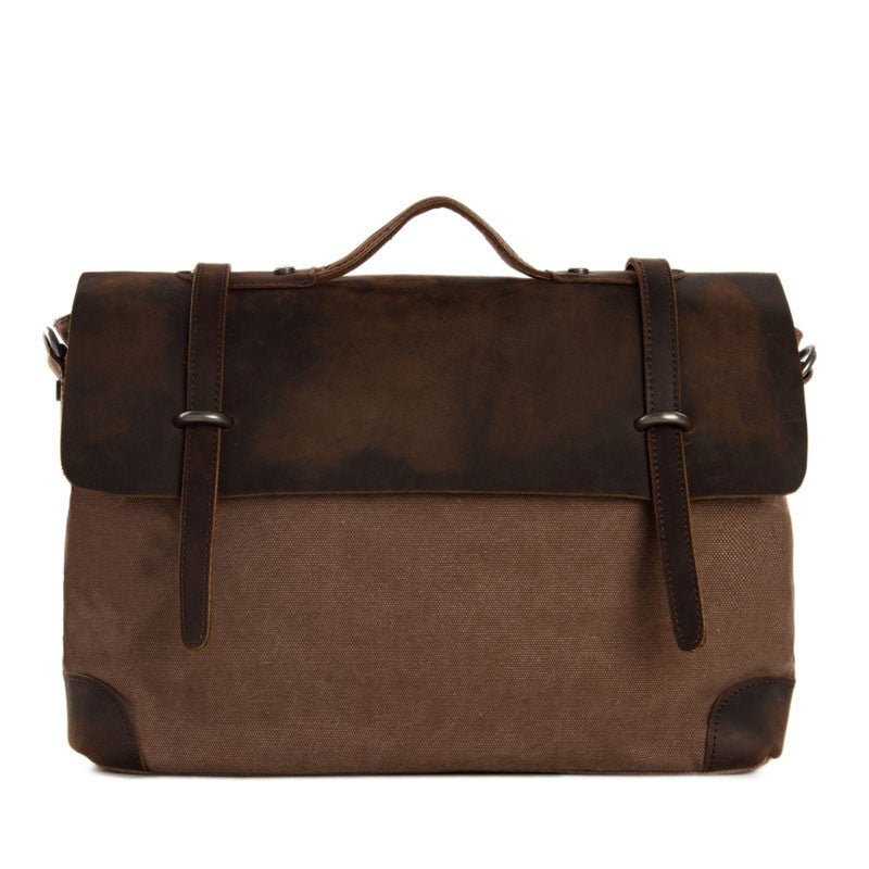 Handmade Canvas Leather Messenger Bag Laptop Shoulder Bag Briefcase 6896