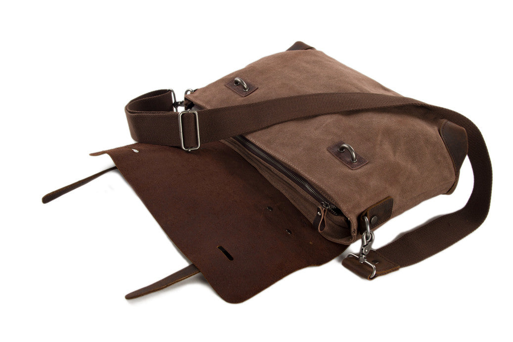 Handmade Canvas Leather Messenger Bag Laptop Shoulder Bag Briefcase 6896