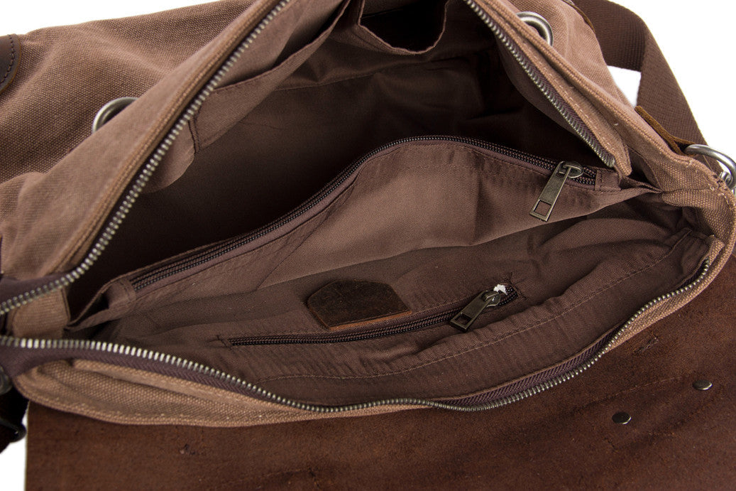 Handmade Canvas Leather Messenger Bag Laptop Shoulder Bag Briefcase 6896
