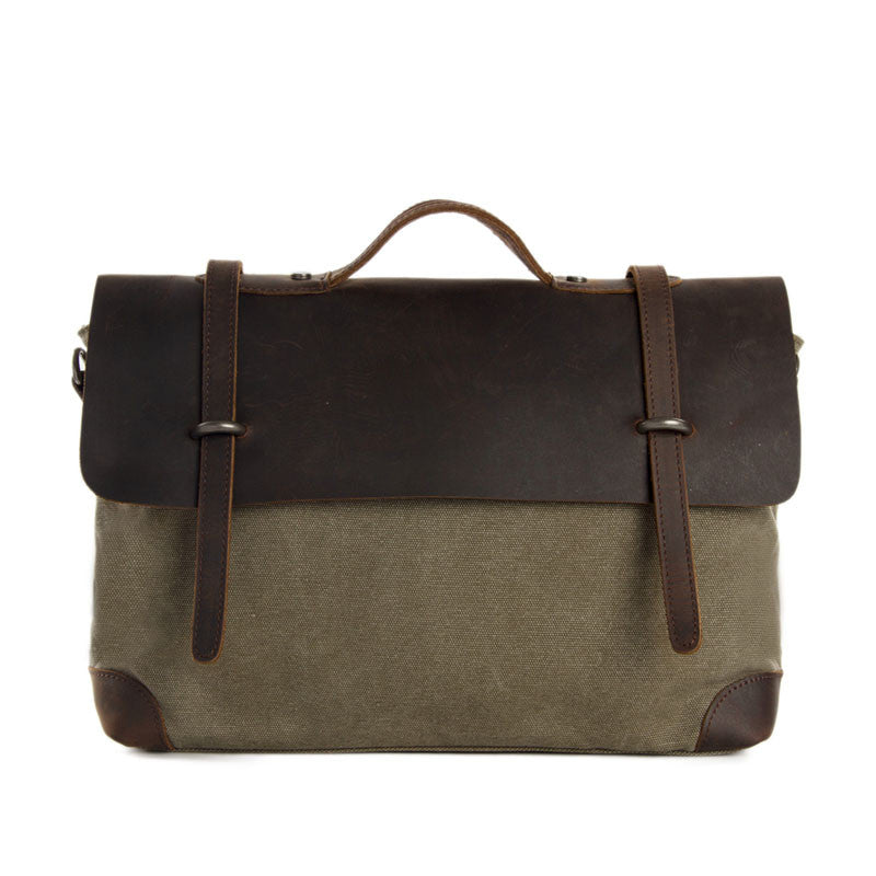 Canvas Leather Briefcase Messenger Bag Shoulder Bag Laptop Bag 6896
