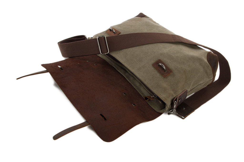 Canvas Leather Briefcase Messenger Bag Shoulder Bag Laptop Bag 6896
