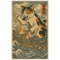 Cat Destroying City Ukiyo-E Sticker
