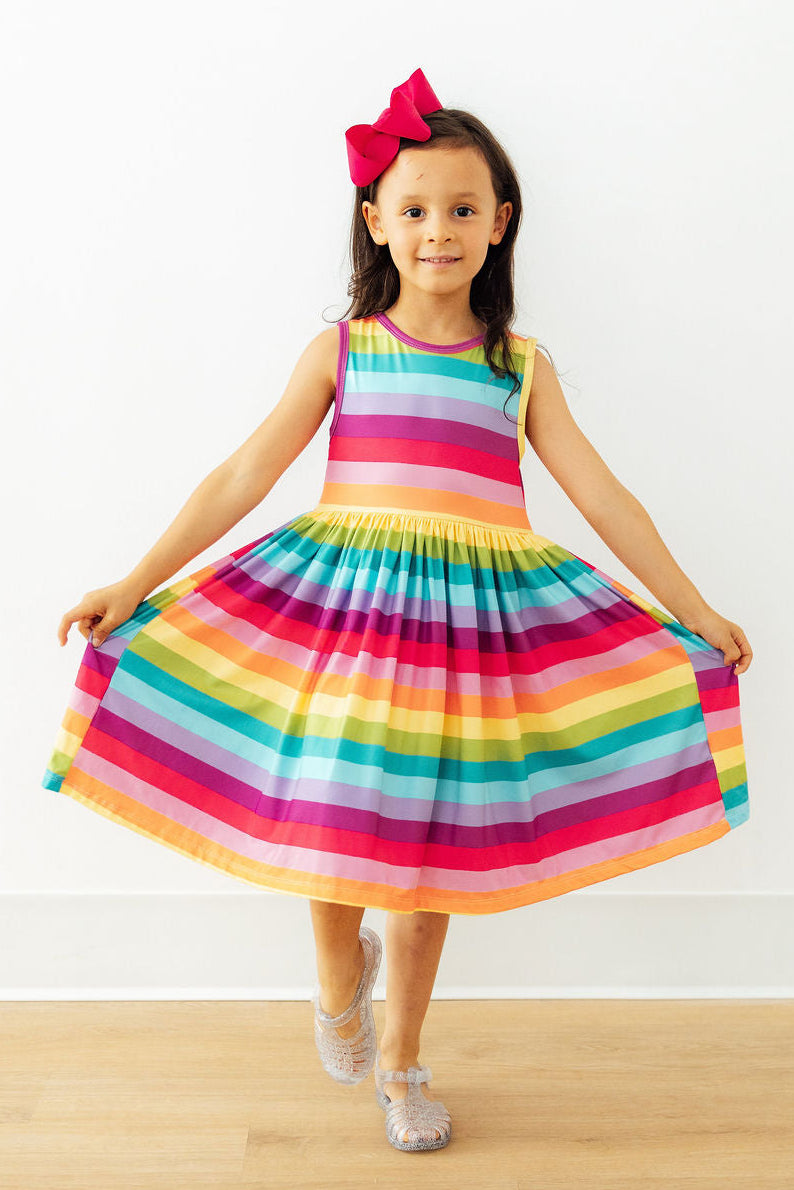 Cheerful Stripes Tank Twirl Dress