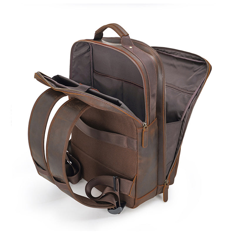 Crazy Horse Leather Backpack Handmade Leather Rucksack Large Leather Laptop Backpack Leather Travel Backpack
